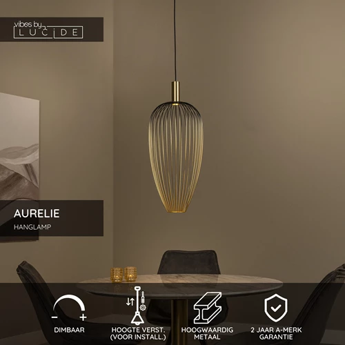 Lucide AURELIE - Hanglamp - Ø 30 cm - 1xGU10 (MR11) - Goud | Vibes - USP